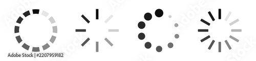 Loading icon set. Load bar icons. Downloading. Vector illustration.