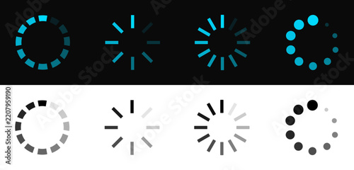 Loading icon set. Load bar icons. Downloading. Vector illustration.