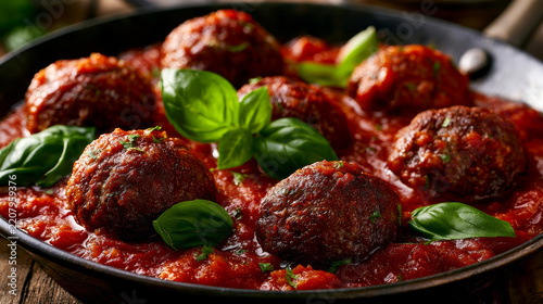 homemade meatballs with tomato sauce