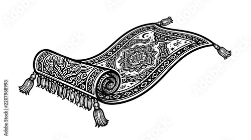 Ornate Magic Carpet Illustration.