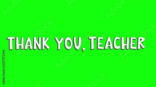 Happy Teacher's Day Thank You Teacher 3D Doodle Text Animation Green Screen 4K Background Video