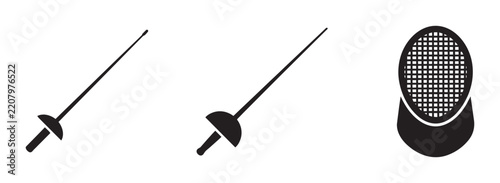 Fencing Swords and Mask Icons: Sport Equipment Vector Graphics for Athletic Competitions and Training