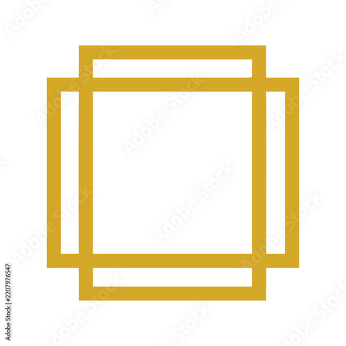 Abstract Geometric Square Logo, Minimalist Golden Frame Vector Icon