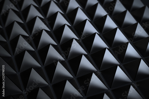Abstract Black Geometric Pyramid Pattern Background, 3D Rendering