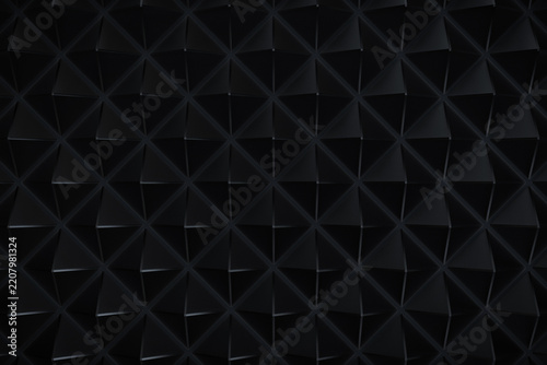 Abstract Black Geometric Pyramid Pattern Background, 3D Rendering