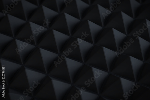 Abstract Black Geometric Pyramid Pattern Background, 3D Rendering