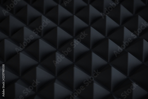 Abstract Black Geometric Pyramid Pattern Background, 3D Rendering