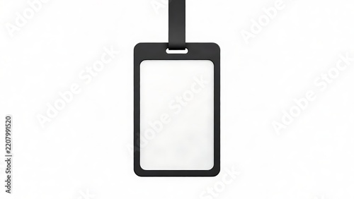 Blank Portrait ID Card Badge Holder with Black Lanyard Mockup Isolated on White Background for Identification, Corporate Membership, Professional Conference, or Event Staff Name Tag