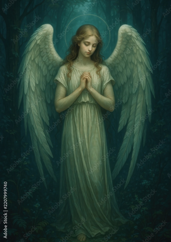 Obraz premium Ethereal angelic figure in forest