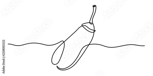 Eggplant zucchini vegetable one line art, guinea squash continuous line drawing organic healthy food grocery shopping vegan raw nutrition farm aubergine nutritional products. Editable stroke. Isolated