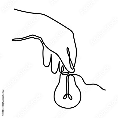 
Hand holds light bulb one line art, hand drawn asking continuous contour drawing lamb idea inspiration innovation symbol, startup solution,sign of scientific discovery. Editable stroke. Isolated.