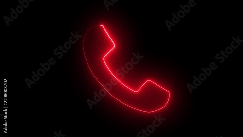 Glowing neon telephone animation, rad digital for customer support, and communication concepts.