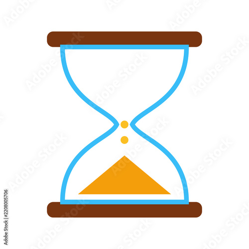 Obraz na plátně Hourglass with yellow sand falling measuring time for deadlines and productivity