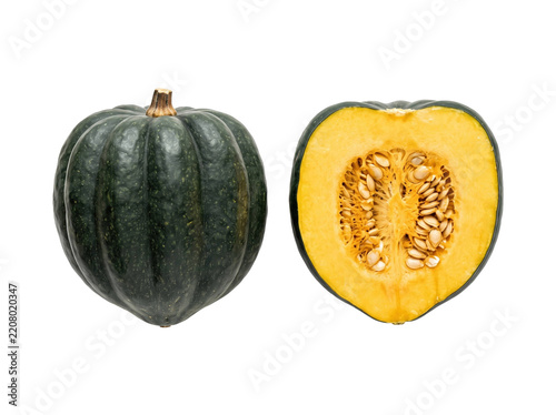 Whole and Halved Acorn Squash