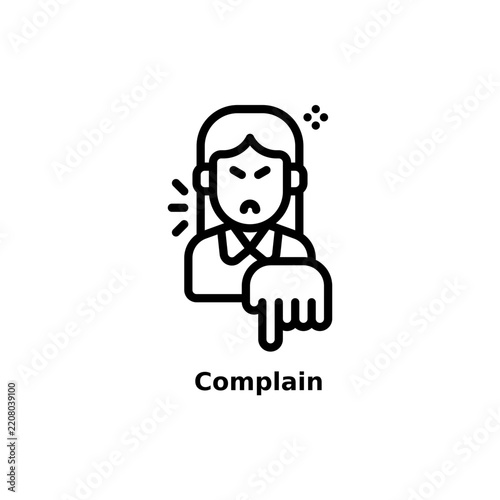 User complain outline icon and illustration
