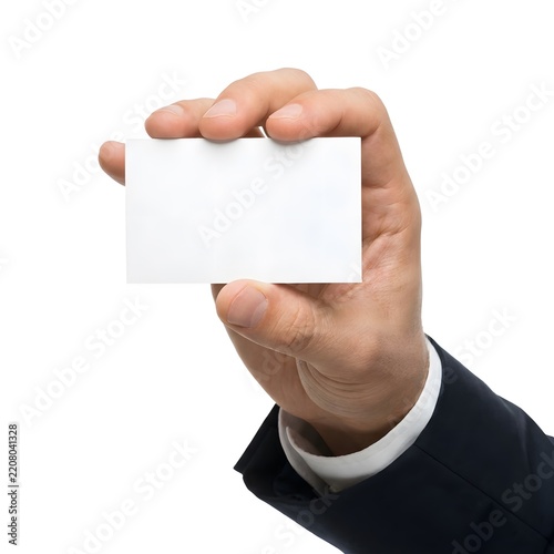 hand holding blank business card