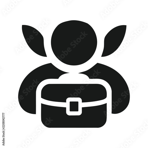 Professional Business Person Silhouette Logo with Briefcase, Corporate Career Vector 