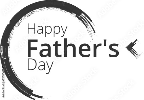 Happy Father's Day Minimal Black and White Typography Greeting Card with Circular Brush Frame