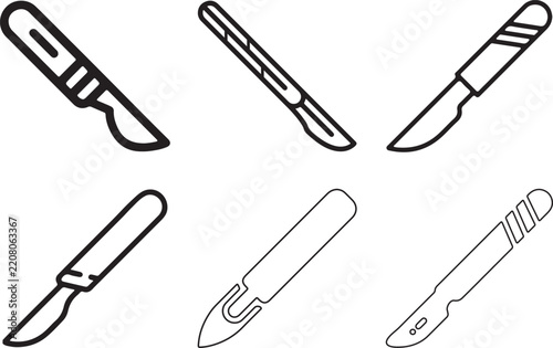 Surgical Scalpel Blade Medical Illustration, Healthcare Surgical Knife Cut Vector Graphic, Precision Incision Scalpel Clinic Symbol, Sharp Doctor Instrument Operation Sign