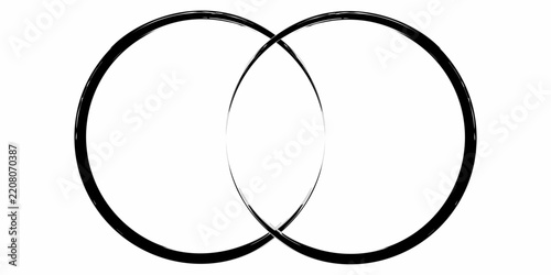 Simple overlapping circles vector drawing, diagram icons in line style design for website, app, UI, also interlocked rounds style. Isolated on white background. Vector illustration. Eps file 26.