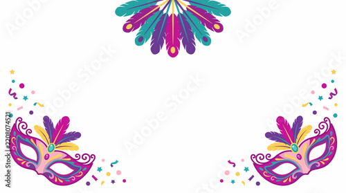 Mardi Gras Masks and Confetti Border Design