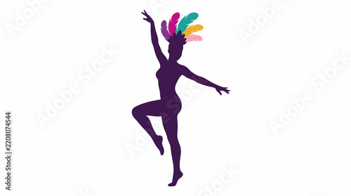 Silhouette of a dancer wearing a feathered headdress in a dynamic pose