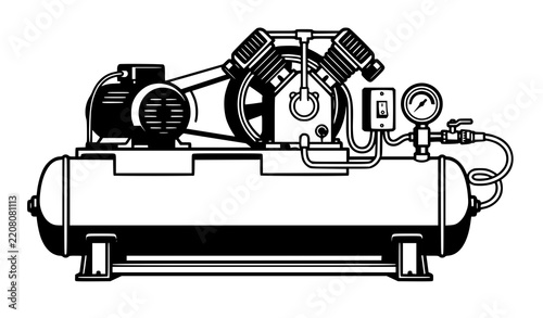 Industrial Air Compressor Pneumatic Equipment Machine Vector Illustration