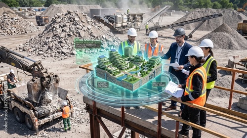 Architects Looking at Hologram of Recycled Urban Eco District