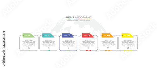 Presentation business abstract background infographic template colorful step 6