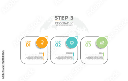Presentation business abstract background infographic template colorful step 3