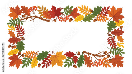 Autumn leaf border frame with colorful fall foliage design