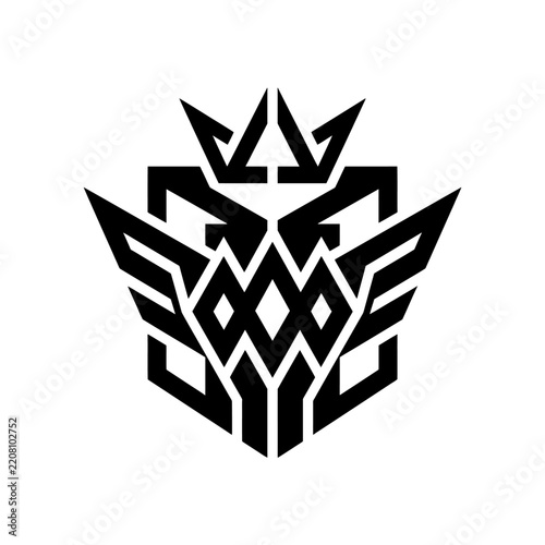 Futuristic Geometric Mecha Crest Emblem Vector Design