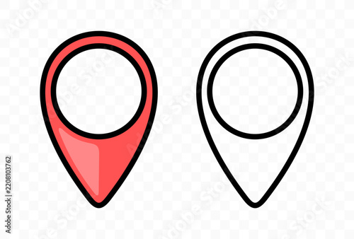 Stylized map pin and location pointer vector icon. Modern flat design element for navigation, tracking, website, and mobile app.