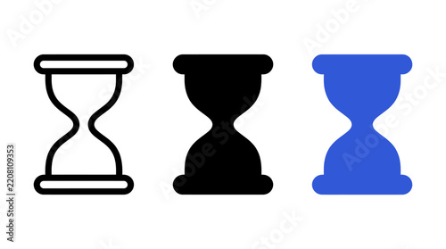 Pending task hourglass vector icon set for interface and web design application