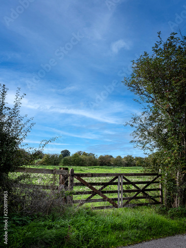 View over fence into farmland