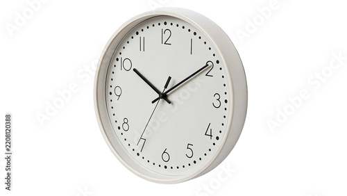 Classic round white wall clock dial isolated on transparent background