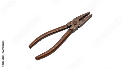 Obraz na plátně Vintage rusty metal pincers pliers tool on transparent background