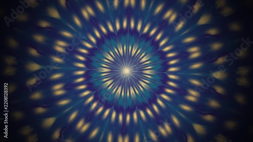 Abstract Mandala Fold Video Clip with Radial Blue Teal and Gold Patterns