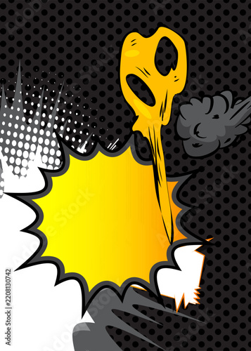 Vector cartoon background, colorful comic book backdrop. Retro comics pop art design.