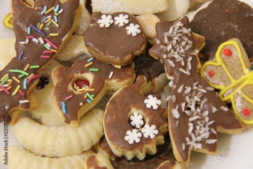 Linzer cookies, Christmas candy on a table