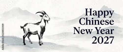 Chinese new year 2027 celebration with goat illustration