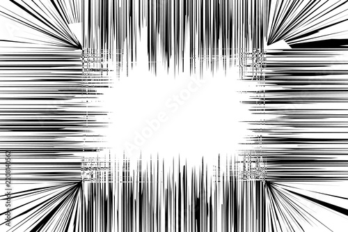 Abstract black and white lines converging toward a bright white center