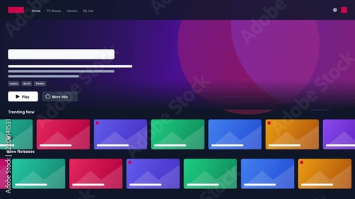 Modern Streaming Platform User Interface with Interactive Movie Selection Dashboard