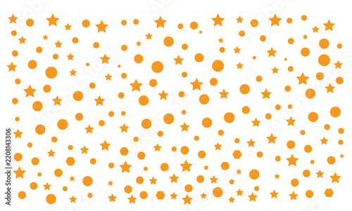 Orange Stars and Circles Pattern on White Background, Festive Decorative Elements