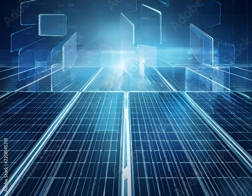 perspective glass panels on circuit background digital concept