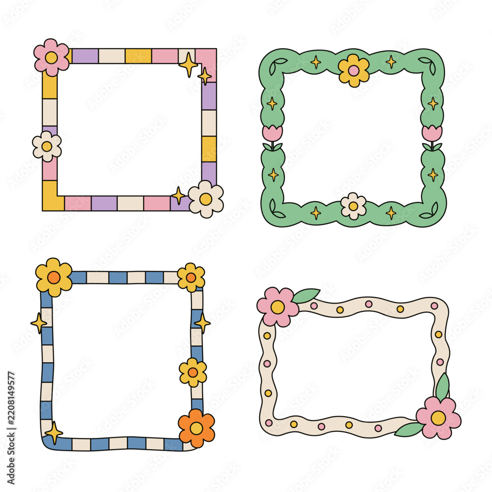 Obraz premium Cute Floral Decorative Frames Collection