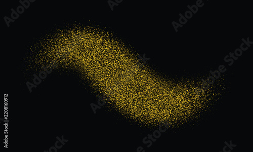 Abstract Golden Dust Swirl on Black Background