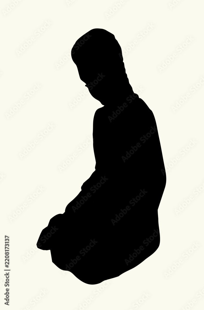 Obraz premium Vector drawing. Girl reading a book
