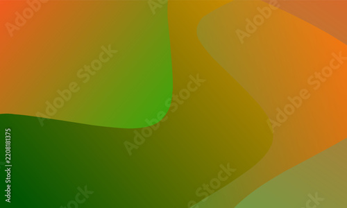 Abstract Wavy Gradient Background featuring Vibrant Orange and Green Fluid Shapes for Modern Design