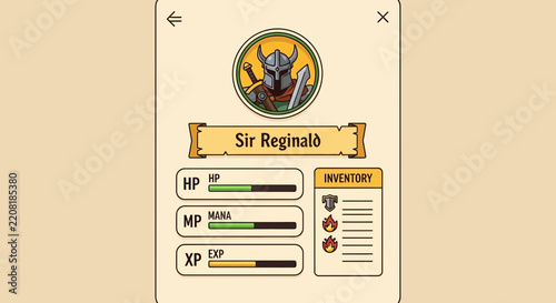 Fantasy RPG Character Status Screen Display.